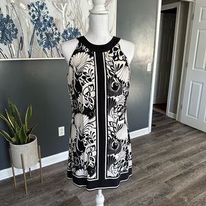 Classiques Entier black and white, high neck, mini dress, size small.